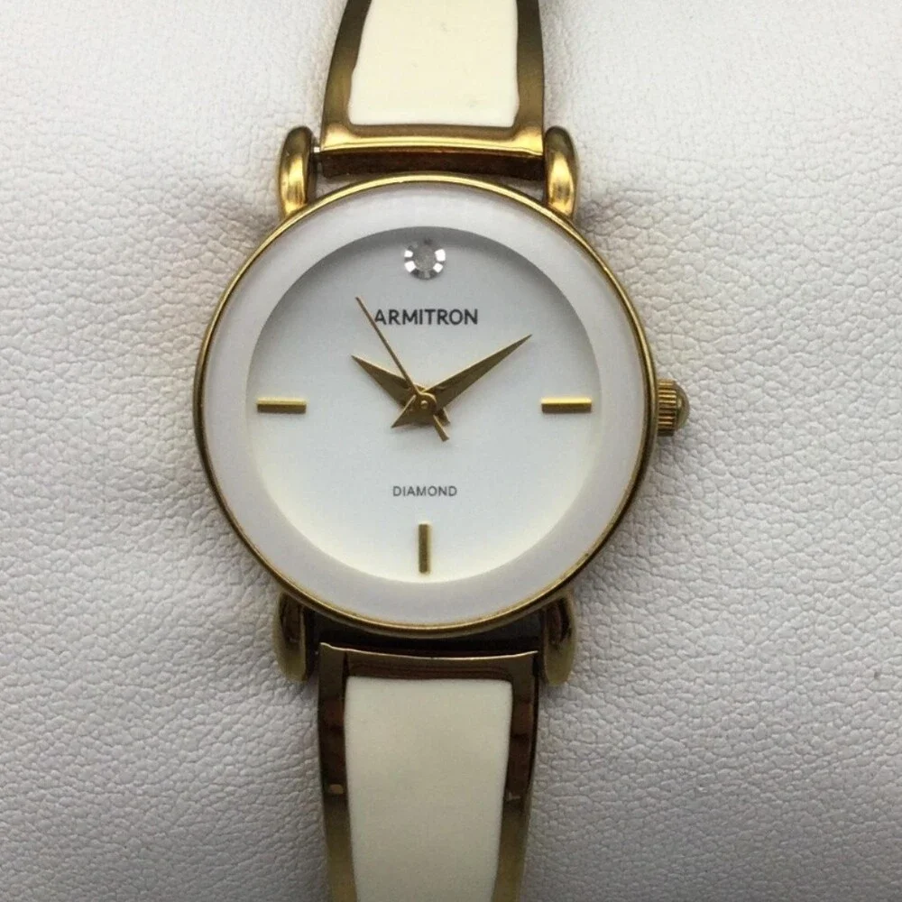 Armitron 755383GP Womens Watch 24mm Gold Tone Diamond New Battery 6.25